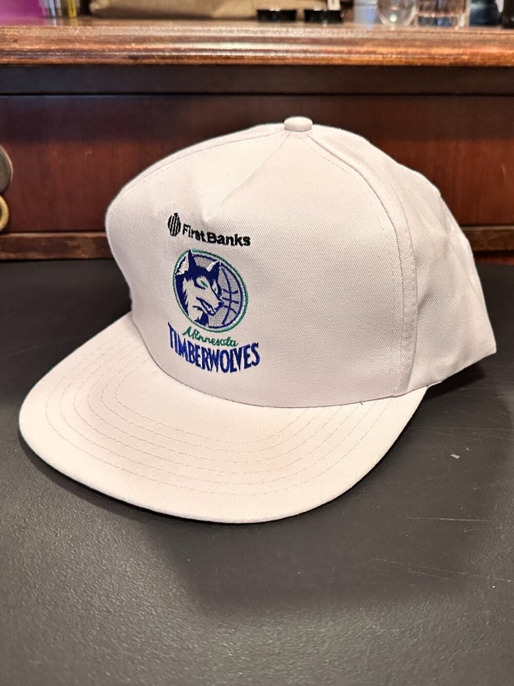 Vintage 90's Minnesota Timberwolves Snap Back White Hat Cap NWOT Deadstock